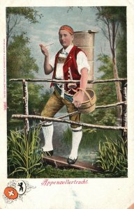 Appenzellertracht Culture Traditional Costume Switzerland Vintage Postcard c1900