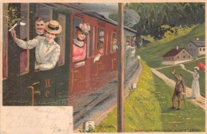 GESETZLICH GESCHUTZT ERIKA TRAIN RIDE GERMANY ARTIST SIGNED MAILICK POSTCARD '02