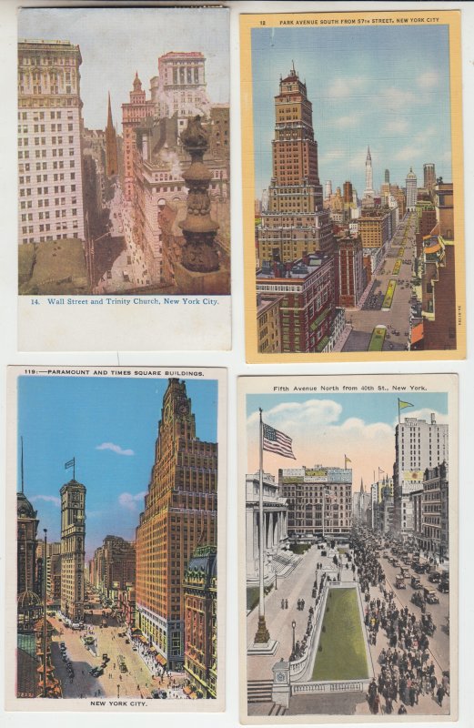 P2641 old postcard 4 different street scenes new york city, 1 used