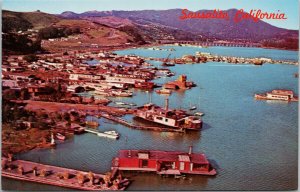 Sausalito CA House Boats Birdseye Unused Vintage Postcard F65