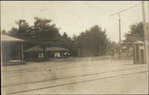 Unidentified Trolley Rail Stop - Eastern Mass?  c1910 Real Photo Postcard
