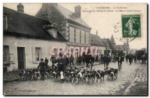 Postcard The Old Fleurines St Hubert Crew Count Valon The departure for & # 3...