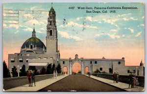 Panama-California 1915 Expo~View Of The West-Gate~Postmarked~Vintage Postcard