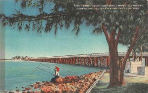 CLEARWATER, Florida FL   MEN FISHING Along COURTNEY CAMPBELL PARKWAY  Postcard
