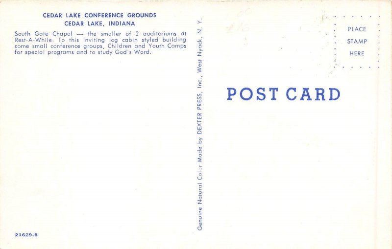 Cedar Lake Indiana 1960s Postcard Cedar Lake Conference Grounds