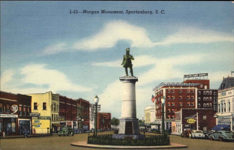 Spartanburg South Carolina SC Morgan Monument Linen Vintage Postcard