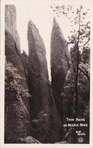 North Dakota Twin Rocks On Needle Road Real Photo