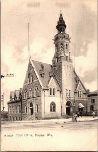 View of Post Office, Racine WI c1910 Vintage Postcard K48