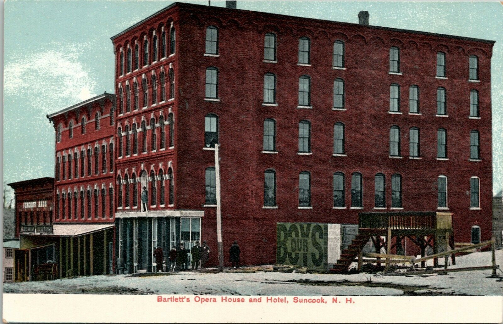 Postcard Vintage Bartlett's Opera House and Hotel Suncook New Hampshire