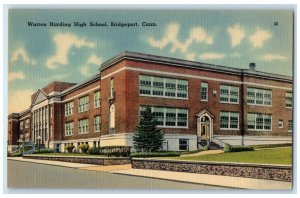 c1940's Warren Harding High School Bridgeport Connecticut CT Unposted Postcard