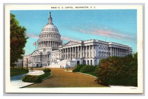 Capitol Building American Flag Washington DC UNP Linen Postcard N24