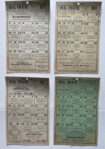 Vintage 1939 IDEAL Theatre 23rd St Louisville KY Movie Calendar Sign Lot of Four