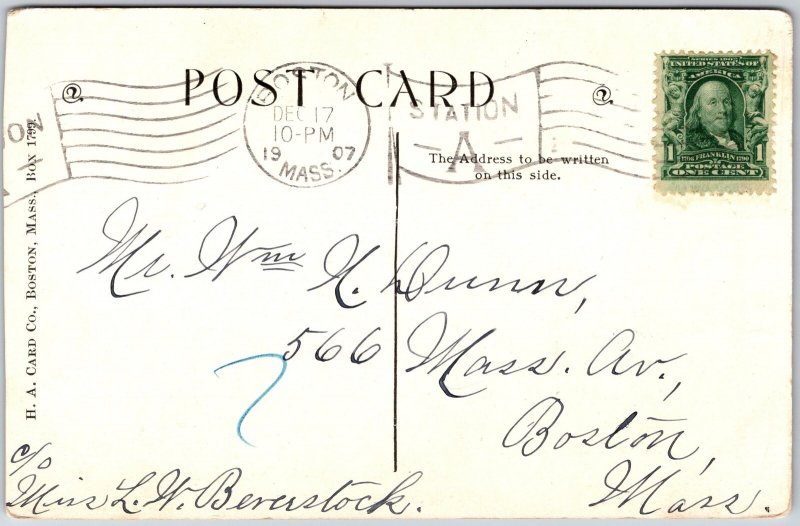 Lover’s Series No. 017, Romantic Embrace, Cut-Out Text Phrases, 1907 Postcard