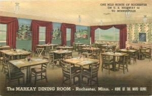 1940s ROCHESTER MINNESOTA Markay Dining Room Teich linen postcard 4447