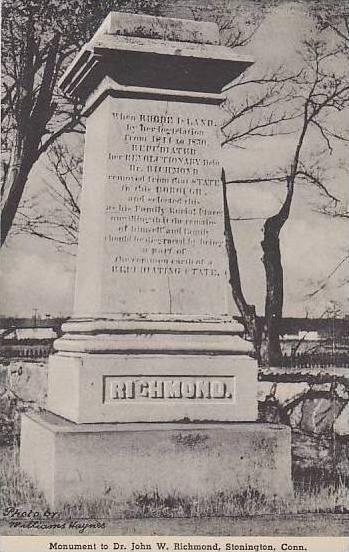 Connecticut Stonington Monument To Dr John W Richmond Albertype