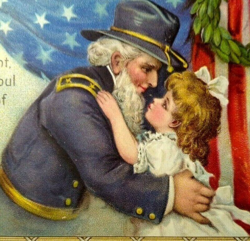 Decoration Day Civil War Soldier USA General Hugs Child Postcard Ser 150 Gabriel