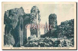 Old Postcard Saintes The Gallo Roman arenas vaults detail right steeple St Eu...