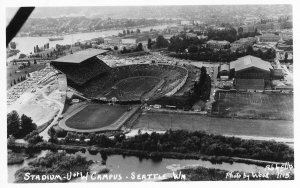 Postcard RPPC Aerial View of University of Washington Stadium, Seattle, WA.  aa6