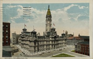 City Hall, Philadelphia Pennsylvania Broad & Market Sta. Postcard Posted 1920