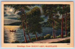 1950-60's GREETINGS FROM MT MOUNT AIRY MARYLAND MD VINTAGE LINEN POSTCARD 43101