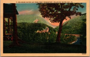 Vtg 1930s Delaware Water Gap from First Promontory Pennsylvania PA Postcard