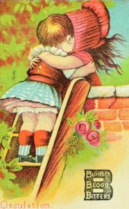 1880's C.H. Sherman, Shirley, NY Osculation Lovely Kids Victorian Trade Card P76