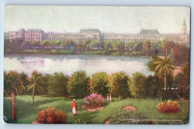 Calcutta India Postcard Writers Building Dalhouse Square c1910 Oilette Tuck Art