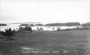 Sunset ME Colby's Point Panoramic View Real Photo Postcard