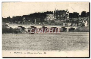 Old Postcard Amboise Castle and Bridge