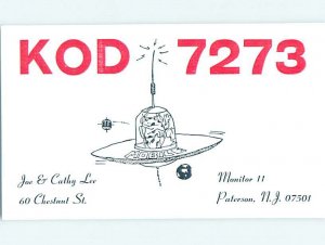 Pre-1980 RADIO CARD - CB HAM OR QSL Paterson New Jersey NJ AH0861