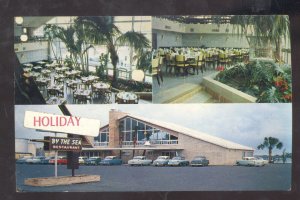 PANAMA CITY FLORDA HOLIDAY BY THE SEA RESTAURANT 1950S CARS ADVERTISING POSTCARD