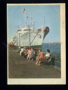209944 UKRAINE ODESSA sea port ship liner old postcard