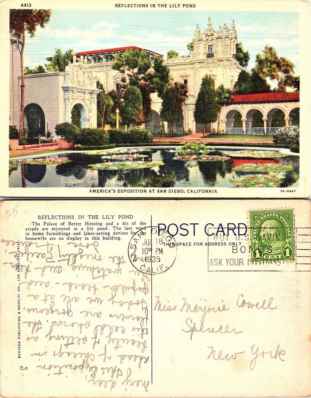 Reflections in the Lily Pond, America's Exposition at San Diego, California