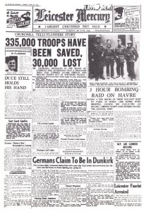 Winston Churchill Flanders Story Leicester WW2 Newspaper Cover