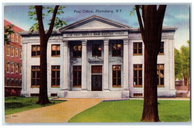 c1940's United States Post Office Building Plattsburg North Carolina Postcard