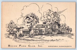1940 Barnstable Massachusetts Vintage Postcard Bacon Farm Club Inc Exterior View
