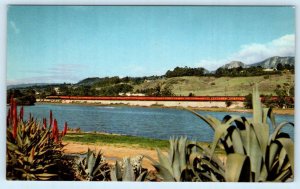 SANTA BARBARA, CA ~ Clark Lagoon SOUTHERN PACIFIC DAYLIGHT Train  Postcard