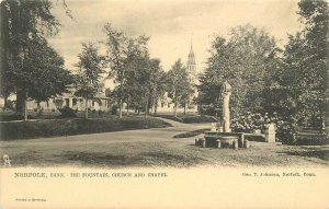 Postcard Connecticut Norfolk Fountain Church Chapel Johnson 22-12769