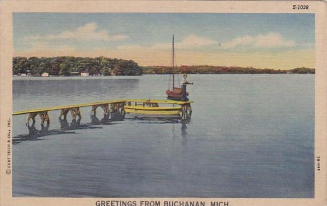 Michigan Greetings From Buchanan 1954 Curteich