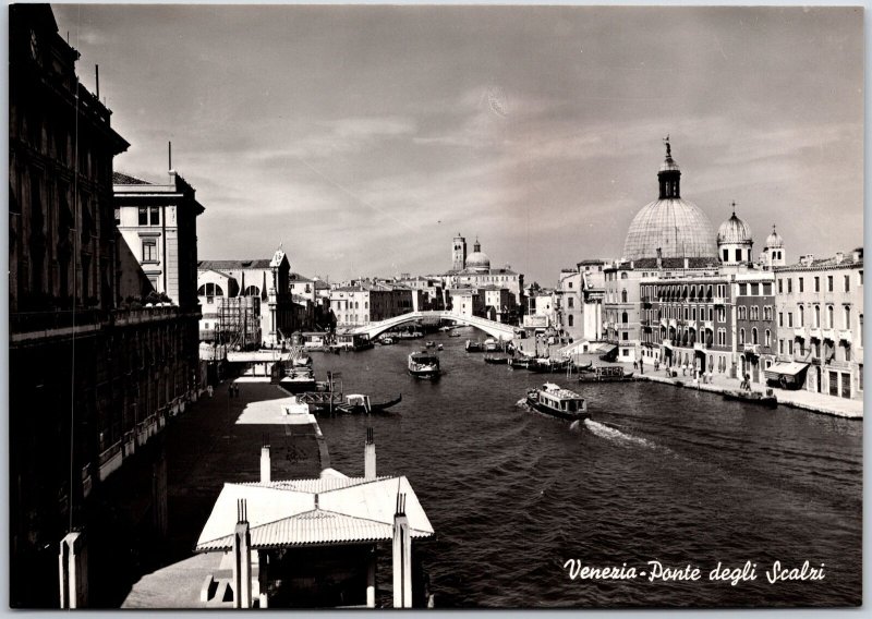 Venezia Ponte Degli Scalri Venice Italy Canal Bridges Real Photo RPPC Postcard