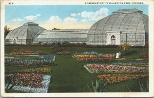 USA Conservatory Washington Park Chicago Illinois Vintage Postcard 03.57