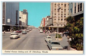 c1960s Central Avenue Looking West St. Petersburg Florida FL Unposted Postcard