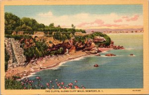 The Cliffs Along Cliff Walk Newport RI Postcard PC164