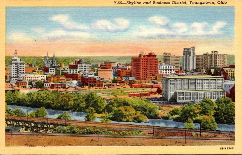 Ohio Youngstown Skyline and Business District Curteich