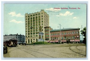 1911 Fidelity Building Portland Maine ME Kittery Depot ME Antique Postcard