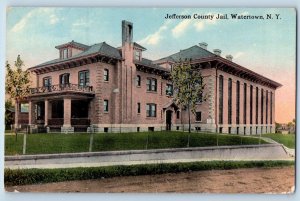 Watertown New York Postcard Jefferson County Jail Building Exterior 1914 Vintage