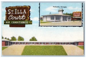 c1950's St. Illa Court Motel And Restaurant Nahunta Georgia GA Vintage Postcard 