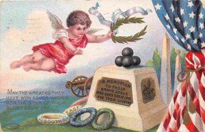 Decoration Day Memorial Cherub Stars & Stripes Flag Greeting 1909 postcard