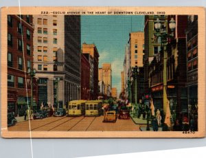 Euclid Avenue in the Heart of Downtown Cleveland Ohio Postcard PC130