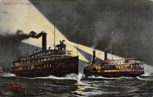 Unidentified River Steamship At Night Ferry Boat Ship 